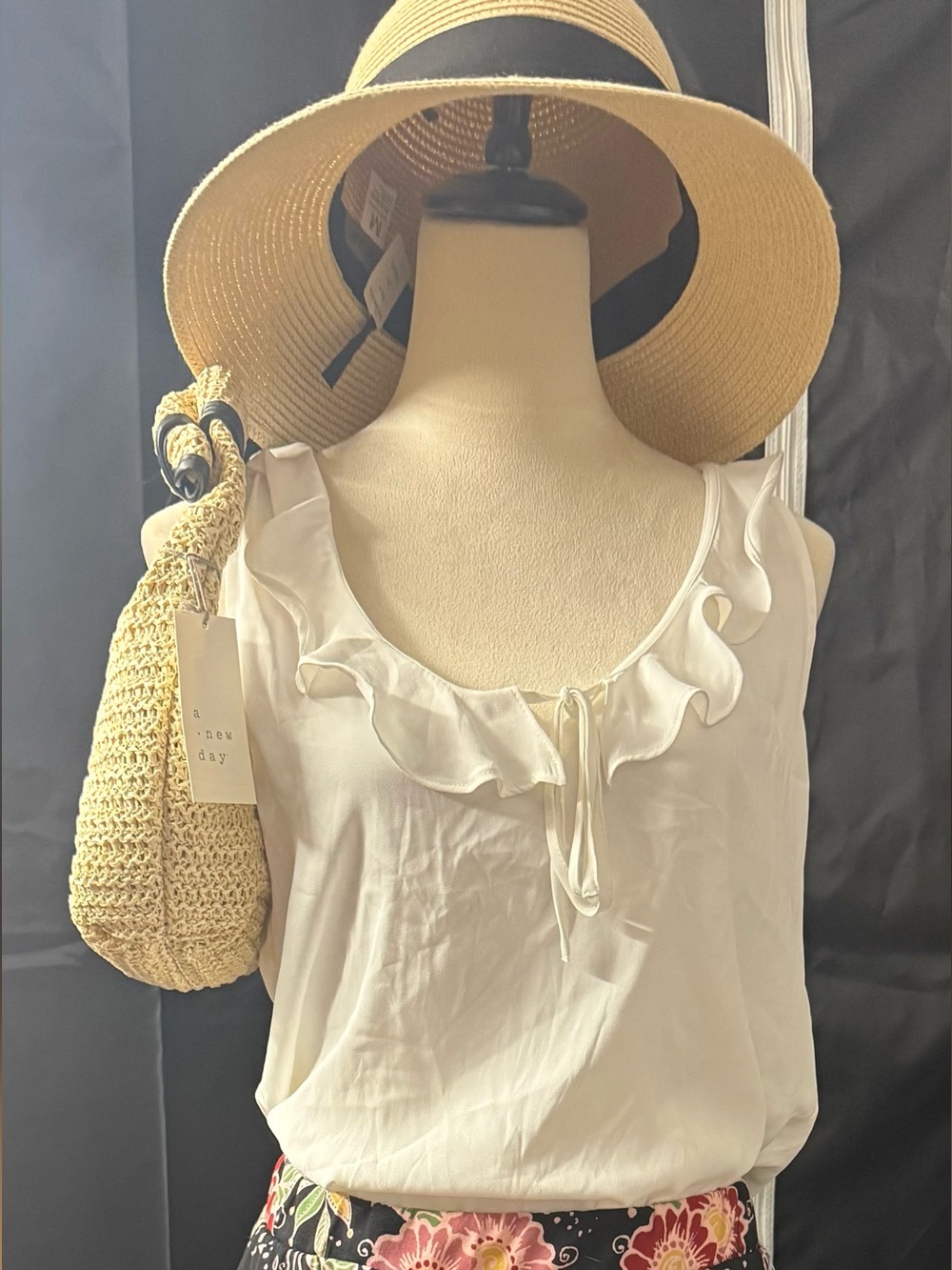 White House Black Market  White Ruffle Blouse
